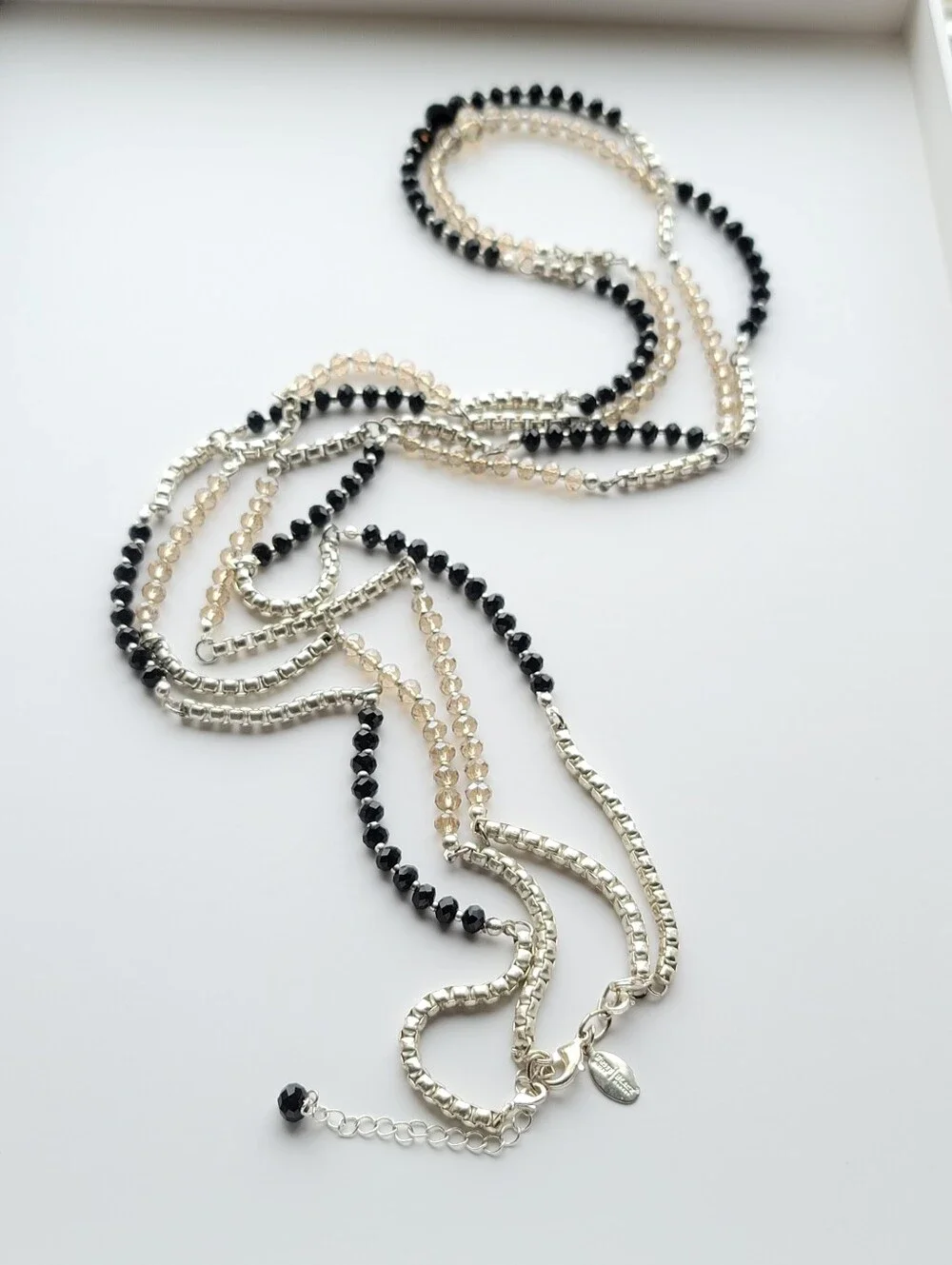 White House Black Market, Faceted Glass & Silvertone 2 Necklaces, Convertible